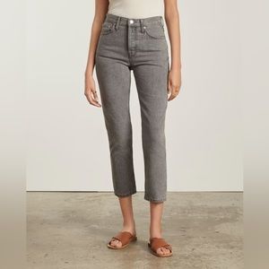EVERLANE The 90's Cheeky Jean Crop In Acid Gray Button Fly‎ Size 23